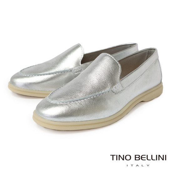 TINO BELLINI 貝里尼 巴西進口 銀色 舒適 樂福鞋 FYCT033-D(銀色)