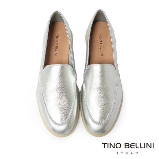 TINO BELLINI 貝里尼 巴西進口 銀色 舒適 樂福鞋 FYCT033-D(銀色)