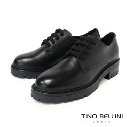 TINO BELLINI 貝里尼 義大利進口 厚底 增高 綁帶 德比鞋 FYCV004-1(黑色)