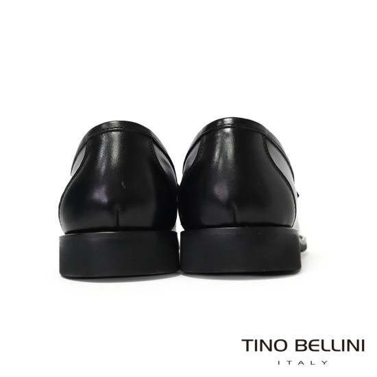 【TINO BELLINI 貝里尼】經典質感真皮休閒紳士男鞋樂福鞋HM1T004-1(黑色)