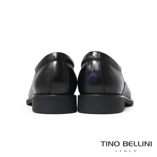 【TINO BELLINI 貝里尼】簡約素面真皮直套款商務紳士男皮鞋HM3T071-1(黑色)