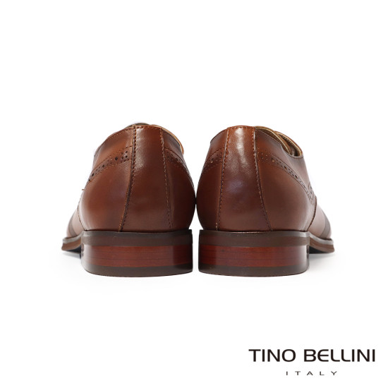 【TINO BELLINI 貝里尼】時尚真皮擦色質感壓紋德比鞋紳士鞋男鞋皮鞋HM3T073-6(咖啡色)
