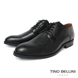 【TINO BELLINI 貝里尼】真皮悄皮包邊綁帶德比鞋紳士鞋男鞋皮鞋HM3T076-1(黑色)