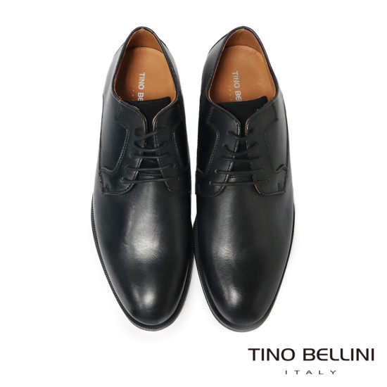 【TINO BELLINI 貝里尼】真皮悄皮包邊綁帶德比鞋紳士鞋男鞋皮鞋HM3T076-1(黑色)