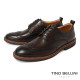 【TINO BELLINI 貝里尼】時尚型男細緻縫線雕花真皮綁帶德比鞋紳士鞋男鞋皮鞋HM3T080-6(深咖啡色)
