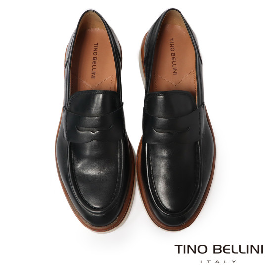 TINO BELLINI 貝里尼 突西尼亞進口 時尚休閒男士德比鞋 樂福鞋 HM4T026-1(黑色)