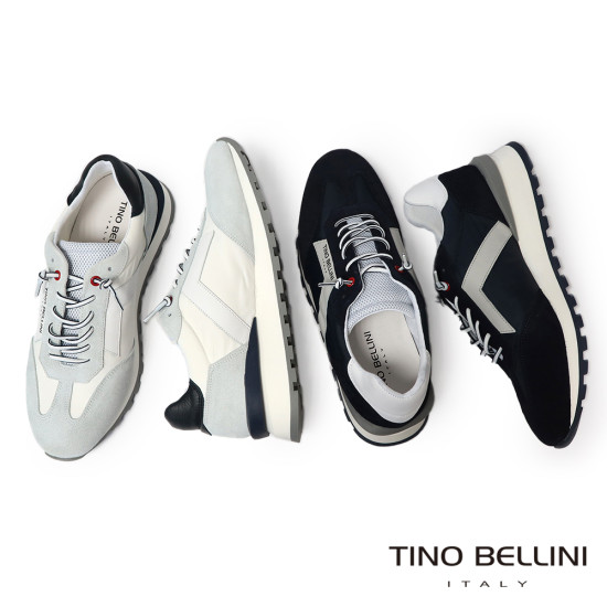 TINO BELLINI 貝里尼 葡萄牙進口 都會風尚麂皮撞色德訓鞋 休閒鞋 HM4T028-4(藍色)