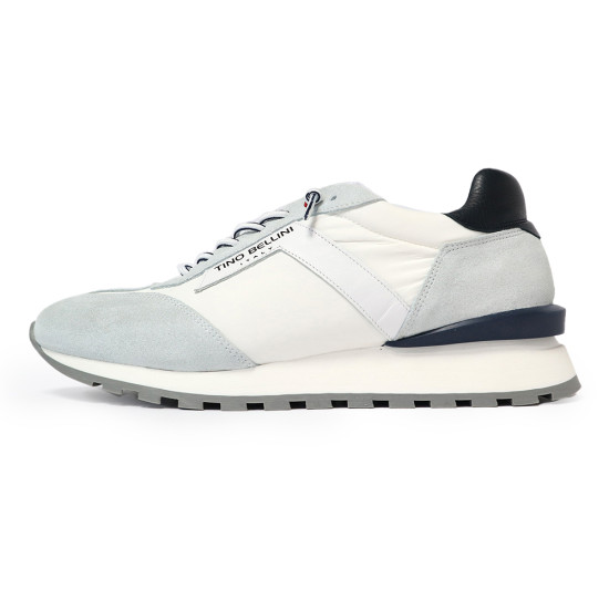 TINO BELLINI 貝里尼 葡萄牙進口 都會風尚麂皮撞色德訓鞋 休閒鞋 HM4T028-0(白色)