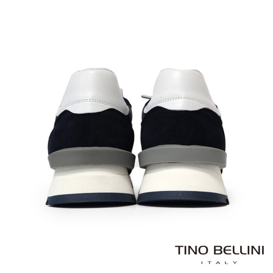 TINO BELLINI 貝里尼 葡萄牙進口 都會風尚麂皮撞色德訓鞋 休閒鞋 HM4T028-4(藍色)