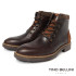 【TINO BELLINI 貝里尼】帥氣個性拚接真皮綁帶休閒男馬汀靴HM5T022-6(深咖啡色)