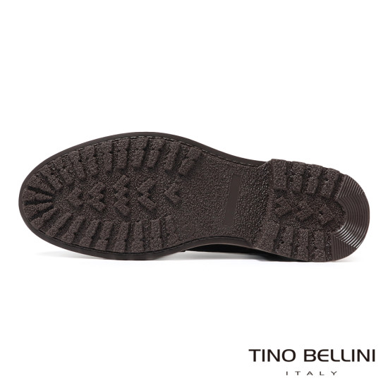 【TINO BELLINI 貝里尼】帥氣個性拚接真皮綁帶休閒男馬汀靴HM5T022-6(深咖啡色)