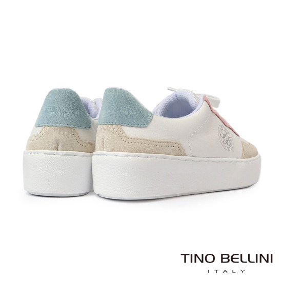 TINO BELLINI 貝里尼 巴西進口 厚底鞋 休閒鞋 透氣 雙配設計休閒鞋 LB0T025-M(白粉色)