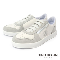 TINO BELLINI 貝里尼 巴西進口 厚底 休閒鞋 透氣拉鍊設計休閒鞋 LB0T026-0(白灰)
