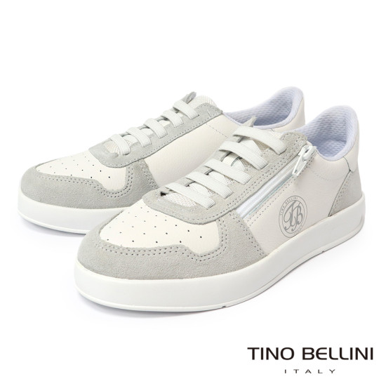 TINO BELLINI 貝里尼 巴西進口 厚底 休閒鞋 透氣拉鍊設計休閒鞋 LB0T026-0(白灰)