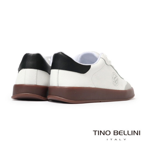 TINO BELLINI 貝里尼 巴西進口 復古 真皮 休閒 多配色德訓鞋 LB0T030-1(白/黑色)