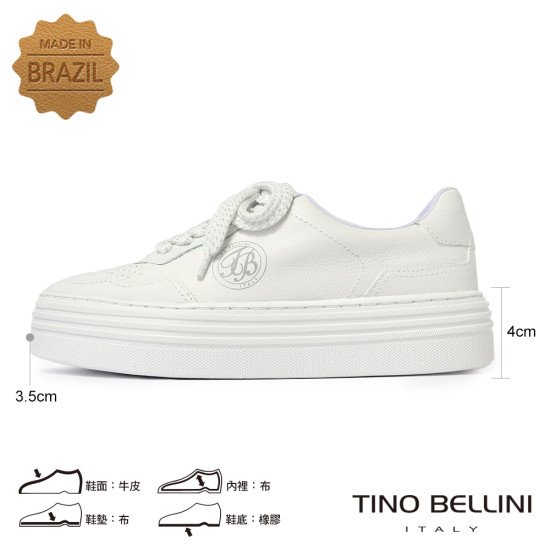 TINO BELLINI 貝里尼 巴西進口 綁帶 厚底 休閒 運動 女鞋 LB0T032-0(白色)