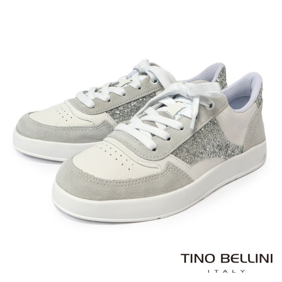 TINO BELLINI 貝里尼 巴西進口 綁帶 銀色 休閒 運動 女鞋 LB0V015-0(白色配銀)