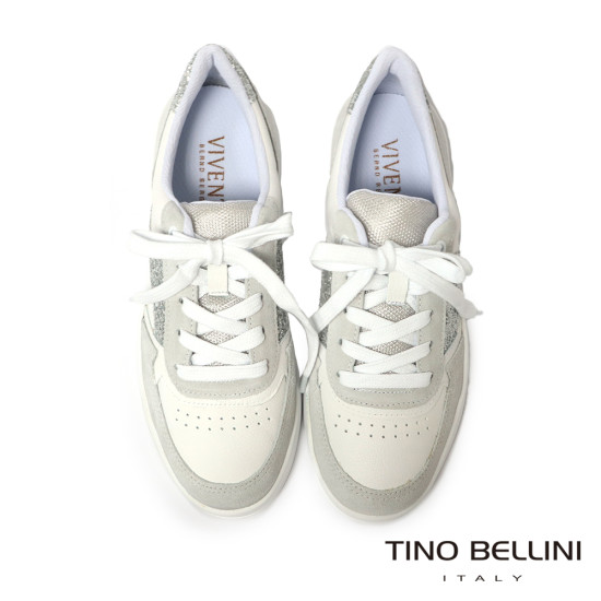 TINO BELLINI 貝里尼 巴西進口 綁帶 銀色 休閒 運動 女鞋 LB0V015-0(白色配銀)