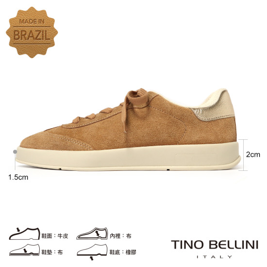 TINO BELLINI 貝里尼 巴西進口 復古鞋 休閒鞋 厚底 麂皮 質感 LB0V019-9(駝色)