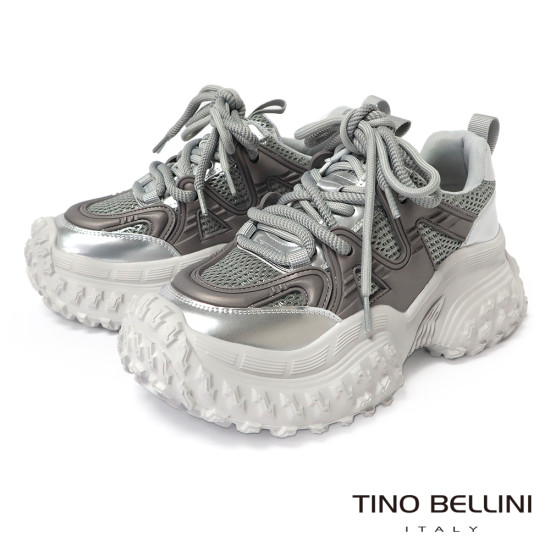 TINO BELLINI 貝里尼 香港進口 老爹鞋 復古 時髦 休閒鞋 運動鞋LB0V020-D(銀色)