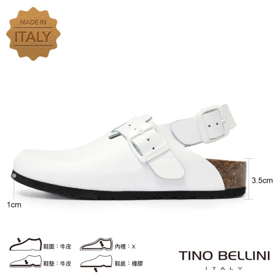 TINO BELLINI 貝里尼 歐洲進口 BIONATURA 腳床舒適鞋 真皮 軟木軟底鞋 FS0B002-0(白色)
