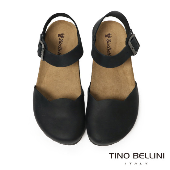 TINO BELLINI 貝里尼 歐洲進口 BIONATURA 腳床舒適鞋 娃娃鞋造型 軟木軟底 拖鞋 FS0B003-1(黑色)