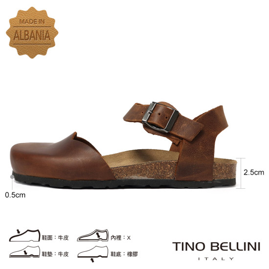 TINO BELLINI 貝里尼 歐洲進口 BIONATURA 腳床舒適鞋 娃娃鞋造型 軟木軟底 拖鞋 FS0B003-9(駝色)