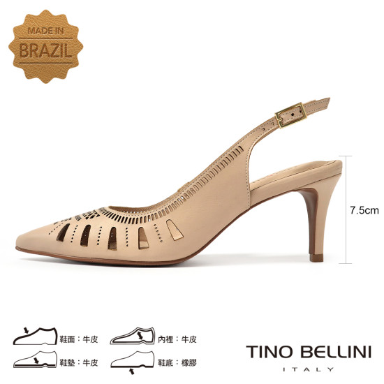 TINO BELLINI 貝里尼 鏤空雕花高跟鞋FS2T011A-3(米色)