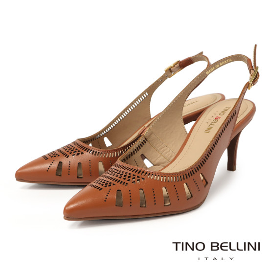 TINO BELLINI 貝里尼 鏤空雕花高跟鞋FS2T011A-9(駝色)