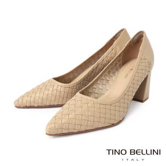 巴西編織粗跟鞋FSET010A-3(米色)