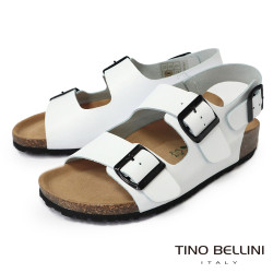 TINO BELLINI 貝里尼 歐洲進口 BIONATURA 腳床舒適鞋 真皮 軟木軟底 涼拖鞋 FSJB001-0(白色)