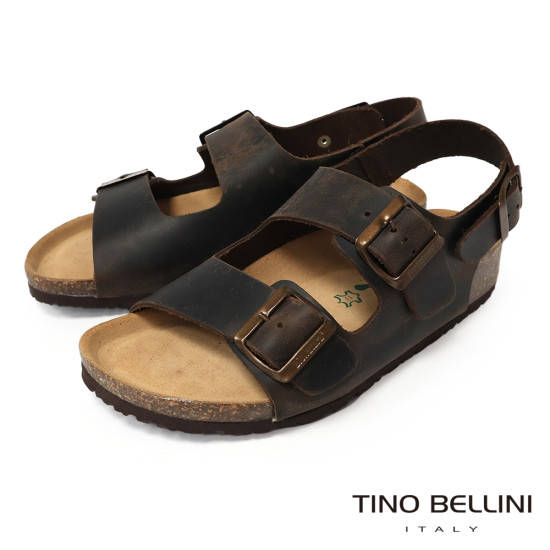 TINO BELLINI 貝里尼 歐洲進口 BIONATURA 腳床舒適鞋 真皮 軟木軟底 涼拖鞋 FSJB001-W(咖瘋色)