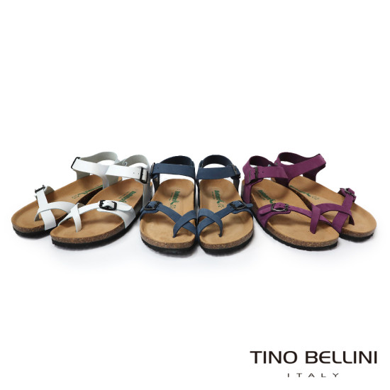 TINO BELLINI 貝里尼 歐洲進口 BIONATURA 腳床舒適鞋 真皮 軟木軟底 夾腳 涼拖鞋 FSJB002-0(白色)