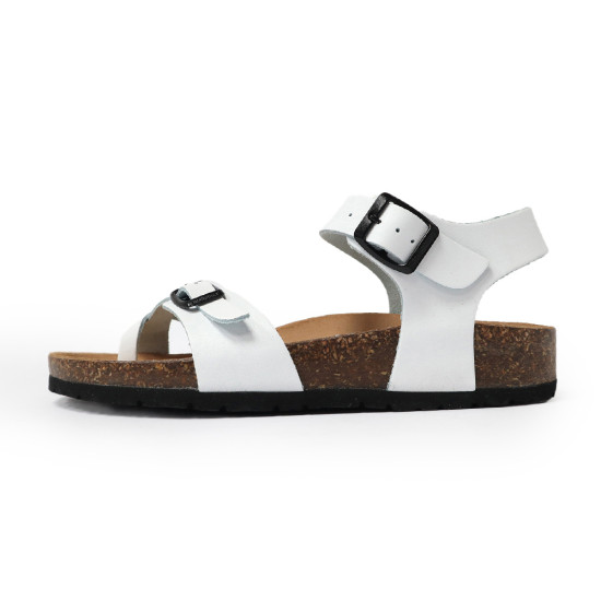 TINO BELLINI 貝里尼 歐洲進口 BIONATURA 腳床舒適鞋 真皮 軟木軟底 夾腳 涼拖鞋 FSJB002-0(白色)