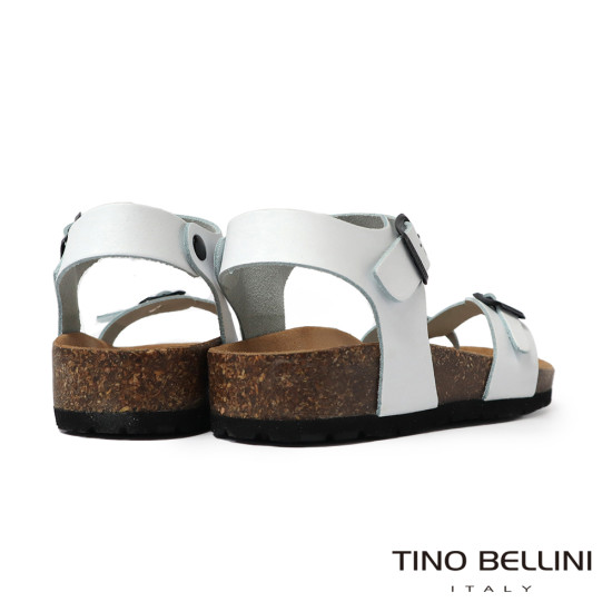 TINO BELLINI 貝里尼 歐洲進口 BIONATURA 腳床舒適鞋 真皮 軟木軟底 夾腳 涼拖鞋 FSJB002-0(白色)