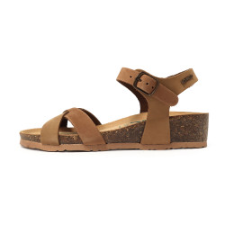 TINO BELLINI 貝里尼 歐洲進口 BIONATURA 腳床舒適鞋 真皮 交叉造型 軟木軟底 涼拖鞋 FSNB002-9(駝色)