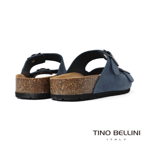 TINO BELLINI 貝里尼 歐洲進口 BIONATURA 腳床舒適鞋 真皮 雙飾扣造型 軟木軟底 拖鞋FSQB001-4