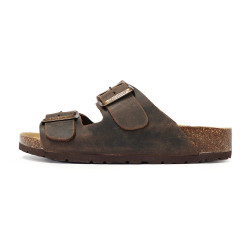 TINO BELLINI 貝里尼 歐洲進口 BIONATURA 腳床舒適鞋 真皮 雙飾扣造型 軟木軟底 拖鞋FSQB001-6