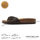 TINO BELLINI 貝里尼 歐洲進口 BIONATURA 腳床舒適鞋 真皮 飾扣造型 軟木軟底 拖鞋 FSQB002-6(咖色)