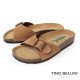 TINO BELLINI 貝里尼 歐洲進口 BIONATURA 腳床舒適鞋 真皮 飾扣造型 軟木軟底 拖鞋 FSQB002-9(駝色)
