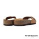 TINO BELLINI 貝里尼 歐洲進口 BIONATURA 腳床舒適鞋 真皮 飾扣造型 軟木軟底 拖鞋 FSQB002-9(駝色)