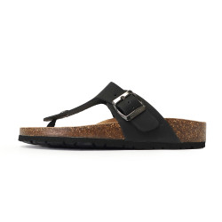 TINO BELLINI 貝里尼 歐洲進口 BIONATURA 腳床舒適鞋 真皮 飾扣造型 軟木軟底 夾腳拖鞋FSQB003-1