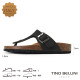 TINO BELLINI 貝里尼 歐洲進口 BIONATURA 腳床舒適鞋 真皮 飾扣造型 軟木軟底 夾腳拖鞋FSQB003-1