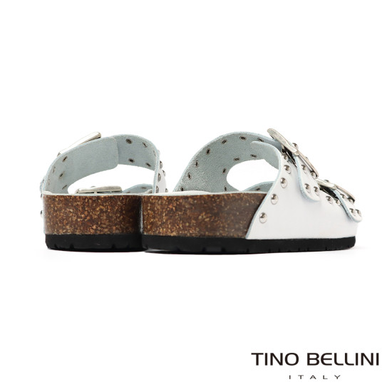 TINO BELLINI 貝里尼 歐洲進口 BIONATURA 腳床舒適鞋 真皮 鉚釘造型 軟木軟底 拖鞋 FSQB007-0