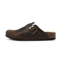 TINO BELLINI 貝里尼 歐洲進口 BIONATURA 腳床舒適鞋 保暖羊毛 經典造型 軟木軟底 拖鞋 FY0B001-6(咖色)