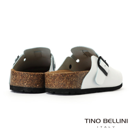 TINO BELLINI 貝里尼 歐洲進口 BIONATURA 腳床舒適鞋 真皮 經典造型 軟木軟底 拖鞋 FZ0B001-0(白色)