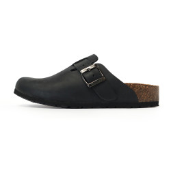 TINO BELLINI 貝里尼 歐洲進口 BIONATURA 腳床舒適鞋 真皮 經典造型 軟木軟底 拖鞋 FZ0B001-1(黑色)