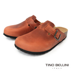 TINO BELLINI 貝里尼 歐洲進口 BIONATURA 腳床舒適鞋 真皮 經典造型 軟木軟底 拖鞋 FZ0B001-Q(橘色)