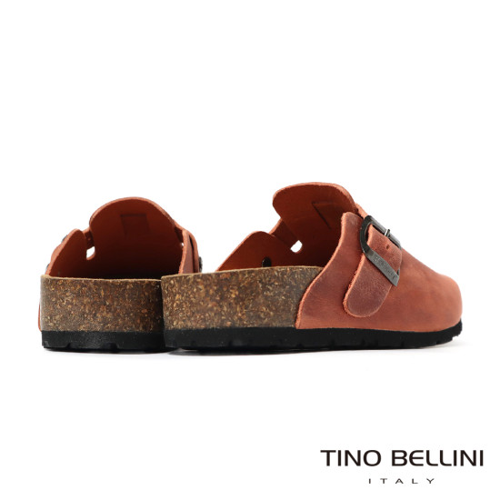 TINO BELLINI 貝里尼 歐洲進口 BIONATURA 腳床舒適鞋 真皮 經典造型 軟木軟底 拖鞋 FZ0B001-Q(橘色)
