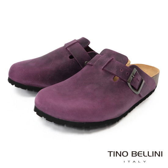 TINO BELLINI 貝里尼 歐洲進口 BIONATURA 腳床舒適鞋 真皮 經典造型 軟木軟底 拖鞋 FZ0B001-X(紫風色)